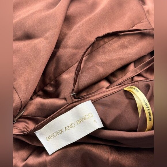 🆕 BRONX & BANCO 🧿 NWOT Leo Chocolate Brown Silk-Blend Maxi Dress, Sz S US 4 - Picture 14 of 15